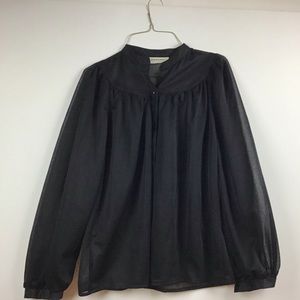 Blouse,LS Blk.,Sheer Polyester.
